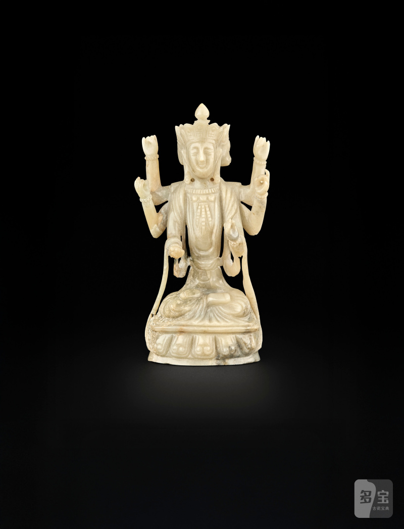 STATUE DE MARICHI EN JADE CÉLADON  CHINE, DYNASTIE YUAN (1279-1368) OU POSTÉRIEUR - 图1